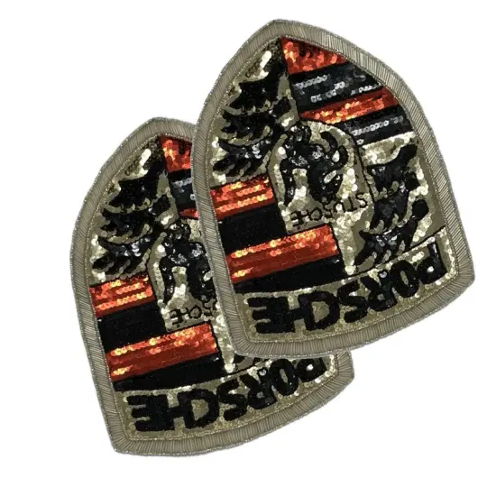 Porsche Sequin Patch 10" Embroidered Automotive Applique {2}