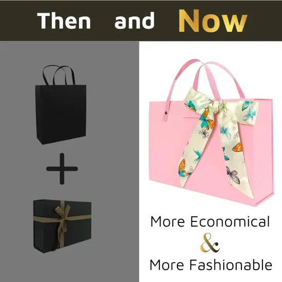 Pink Gift Box - 11x7.6x3.5 Inches Gift Boxes with Lids and Handles, Portable Magnetic Gift Boxes for Presents, Large Gift Box for Women {2}