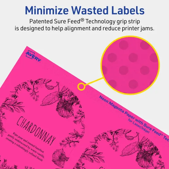 Avery Neon Magenta Paper Labels, 4.75" x 3.5" Arched {4}