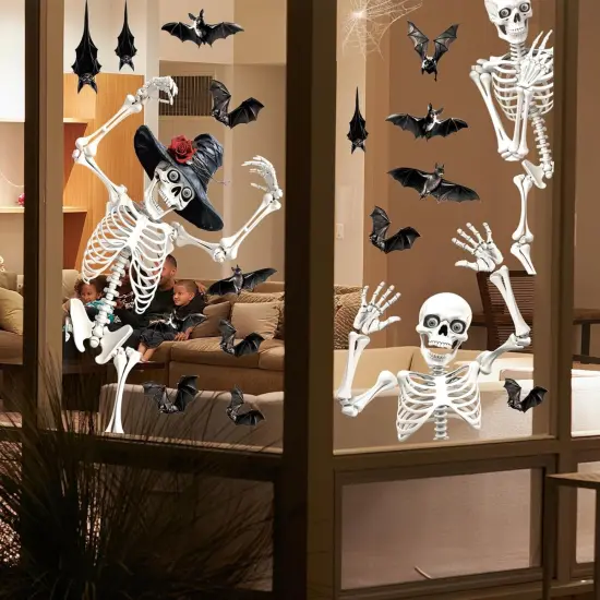 Large Halloween Window Clings, Skeleton Window Stickers {5}