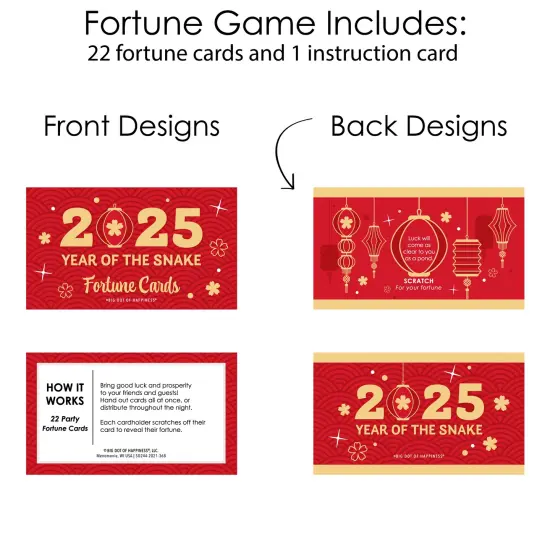 Big Dot of Happiness Lunar New Year - 2025 Year of the Snake Game Scratch Off Fortune Cards - 22 Count {6}
