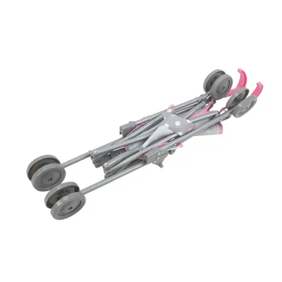 Cotton Candy Pink Umbrella Doll Stroller in Grey Polka Dots, Fits Dolls Up to 24" {3}