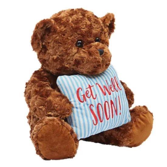 Bear Plush With a Get Well Soon Pillow, Get Well Soon Bear for Kids, Adults (Dark Brown, 14 In) {4}