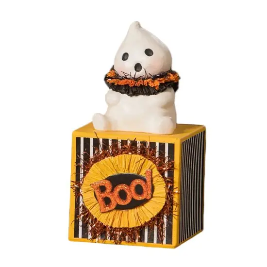 Bethany Lowe by Artist Michelle Allen Halloween Boo on Block 4 Inch Figurine {1}