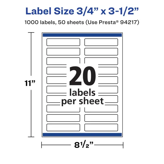 Avery Matte White Rectangle Labels, .75" x 3.5" {5}