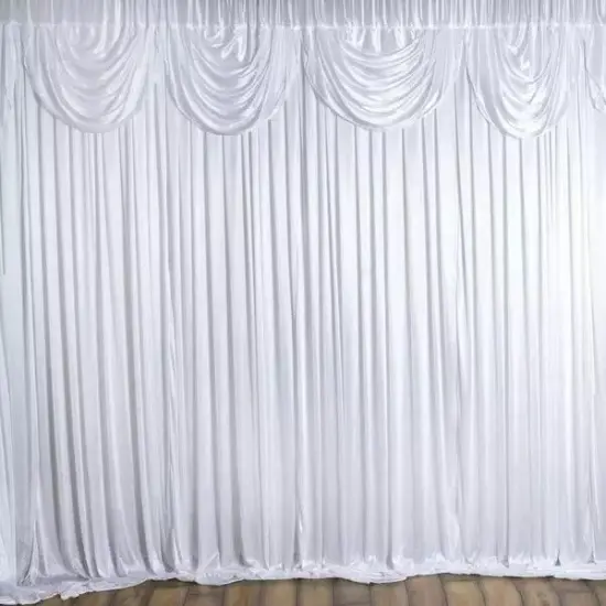 20 ft x 10 ft WHITE Satin Valance BACKDROP Wedding Party Photo Booth Decorations {1}