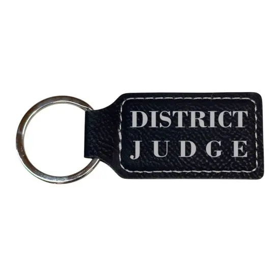 Keychain - Rectangle - District Judge - Leather Black/Silver {1}