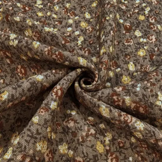 1 Yard Rayon Crinkle Mocha Fabric 50/52" Width For Apparel & Costume Fabric {1}