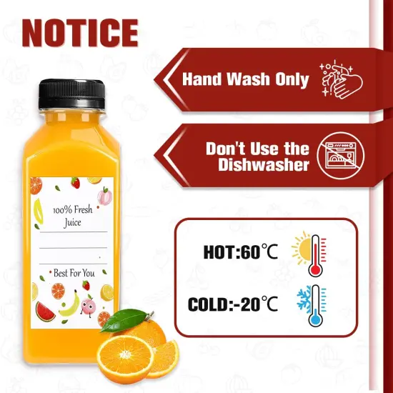 12pcs 12oz Plastic Juice Bottles, Reusable Juice Containers {4}