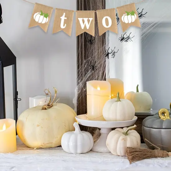 Two Pumpkin Banner 2nd Birthday Party Decoration Little Pumpkin {5}