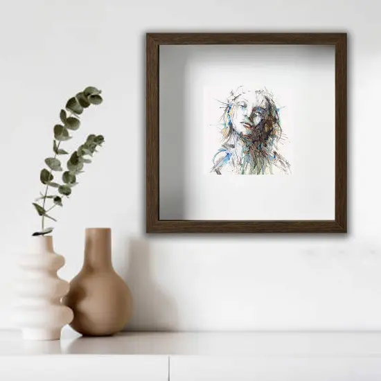 9 &frac34;x9 &frac34;" Walnut-Effect Frame with Acid-Free Mat & Plastic Front &ndash; Deep Design for Hanging or Standing, ALFTA Hook Compatible {4}