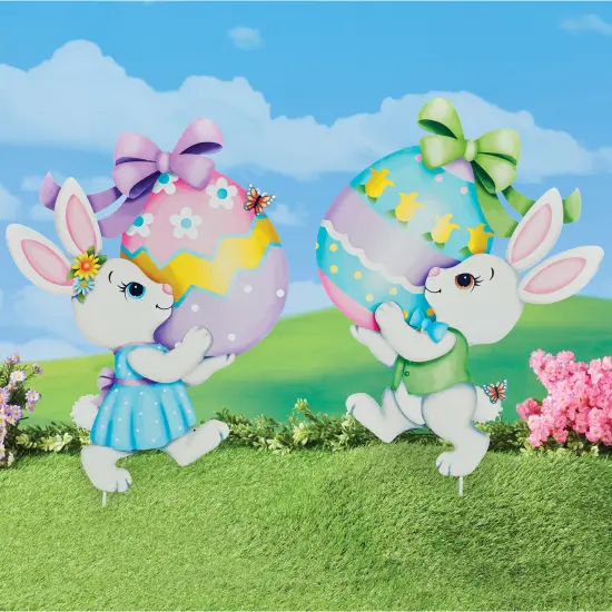 Collections Etc Adorable Bunny with Easter Egg Outdoor Garden Stake {4}