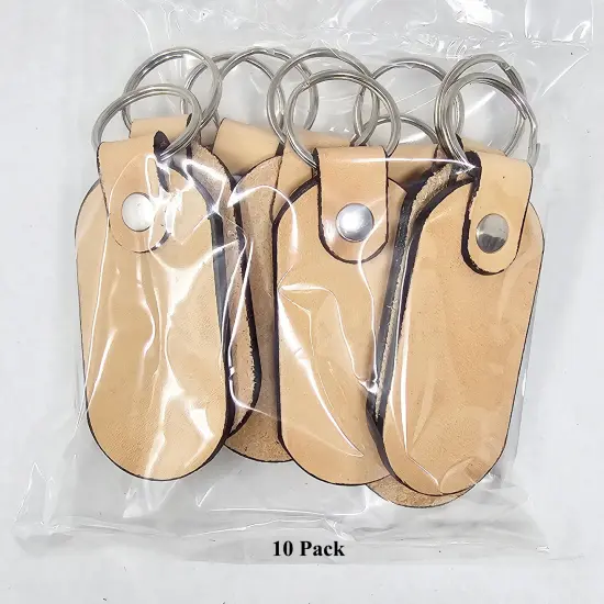 Blank Leather Keychains with Colored Edges &ndash; DIY Custom Key Fobs -10 Pack {4}