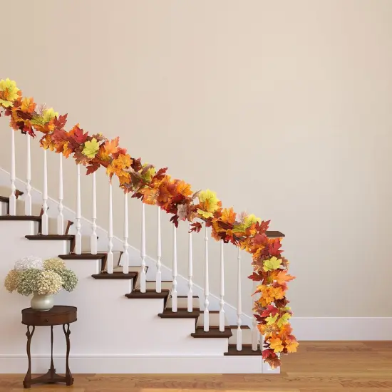 2 Pack 11.4 Ft Fall Garland Maple Leaves Hanging Vine {5}