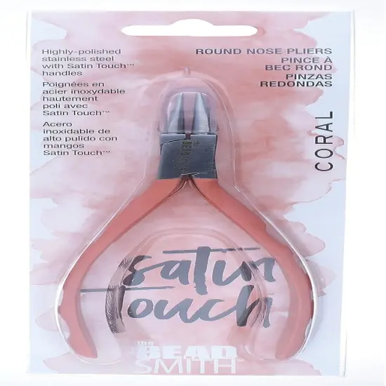 The Beadsmith Satin Touch Round Nose Pliers, 5.75 inches (145mm) with polished steel head, comfortable contoured grip handles and double-leaf springs, tool for jewelry making {8}