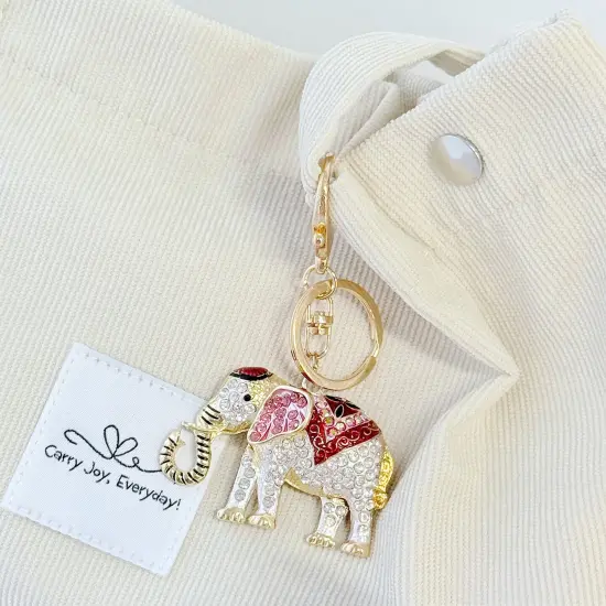 Wrapables Crystal Bling Keychain, Keyring Purse Handbag Pendant Charm, Red Opulent Elephant {4}