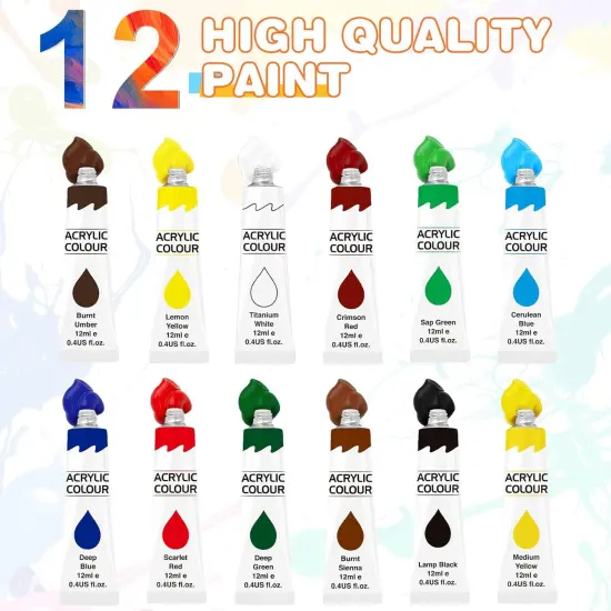 Acrylic Paint Set 12 Colors（2 Pack）with 20 Paint Brushes,24 Acrylic Paints {2}