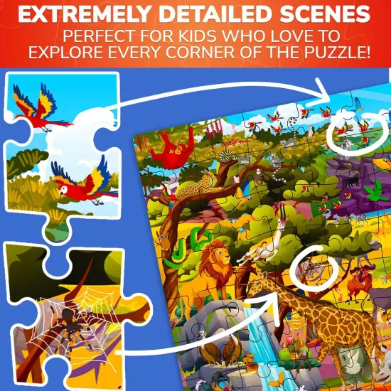 100 Pcs Jigsaw Puzzle for Kids | Safari Animals Learning Game {3}