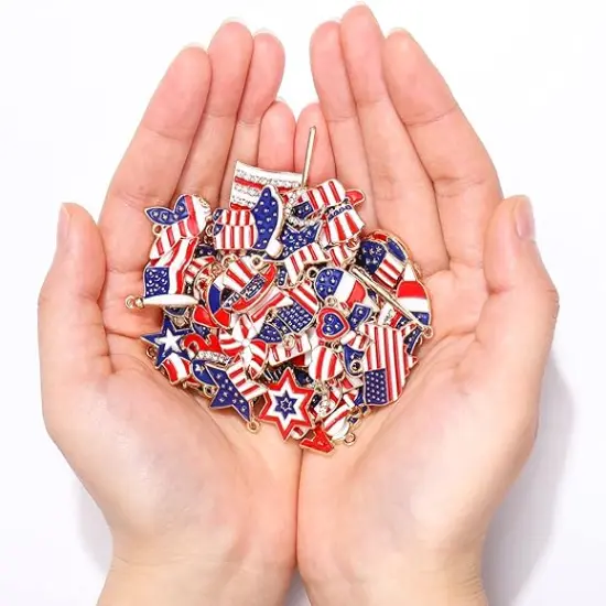 60PCS Patriotic Charms 4th of July Pendants for Jewelry Making {4}
