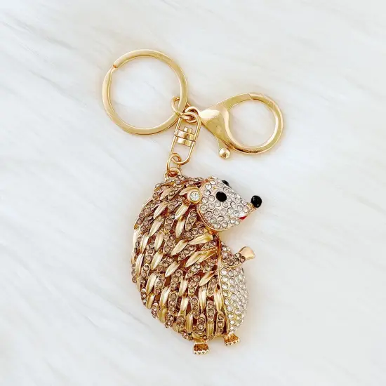 Wrapables Crystal Bling Keychain, Keyring Purse Handbag Pendant Charm, Gold Hedgehog {3}