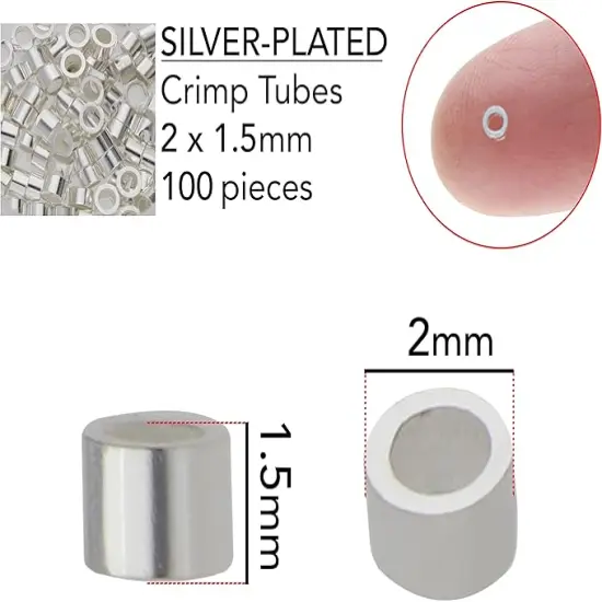 The Beadsmith Tube Crimp Beads, Gold Color, Uniform Cylindrical Shape, No Sharp Edges, Designed to Secure the Ends of Jewelry Stringing Wires and Cables Slvr 2mmx1.5mm100pcs {4}