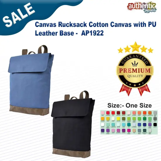 Authentic Pigment&reg; Canvas Rucksack Cotton Canvas with PU Leather Base {2}