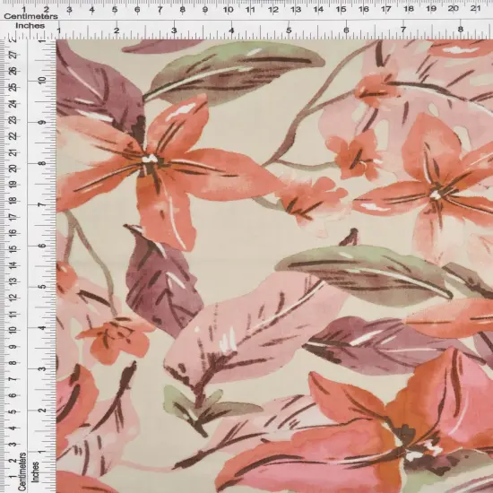 1 Yard Hi Multi Chiffon Big Flower Floral Print Fabric, 57/58&Prime; Wide 100% Polyester SAND/RUST {3}