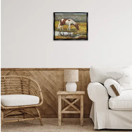 Stupell Industries Horse Drinking Water by Stream Floating Frame By Kathy Winkler {2}