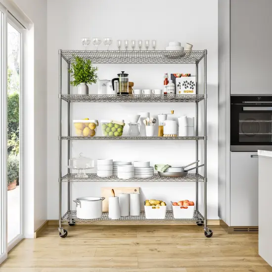 Seville Classics UltraDurable 5-Tier NSF Steel Shelving, 60" W x 24" D x 76" H Plated steel {4}