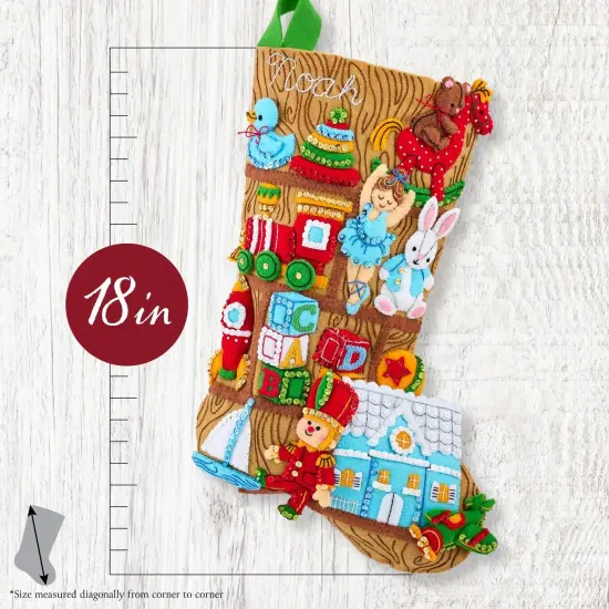 Bucilla Felt Stocking Applique Kit 18" Long-Toyland Treasures {6}