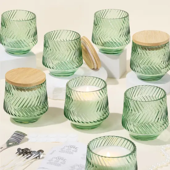 8 Pcs 7 OZ Light Green Candle Jars {1}