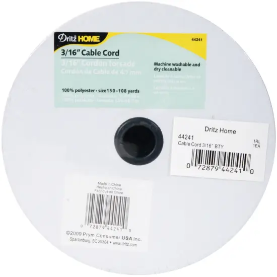 Dritz Home Cable Cord Cut-To-Size 3/16"X108yd-White {1}