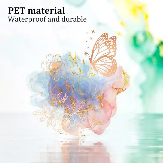 60PCS Gold Foil Flower Stickers for Scrapbooking {4}