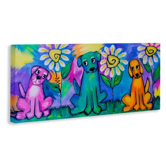Stupell Industries Puppy Trio with Daisies Canvas By Nettie Price {3}