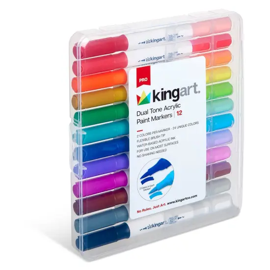 KINGART&reg; PRO Dual Tone Acrylic Paint Markers, 12 Pens, 24 Colors {4}