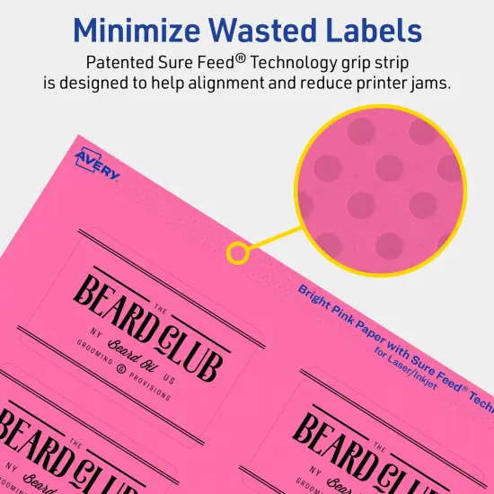 Avery Bright Pink Paper Labels, 2" x 3" Rectangle {4}