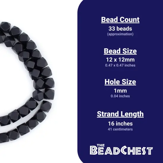 The Bead Chest Black Cornerless Cube Wood Beads: 12mm Diamond Cut Natural Organic Beads for Jewelry Making {4}