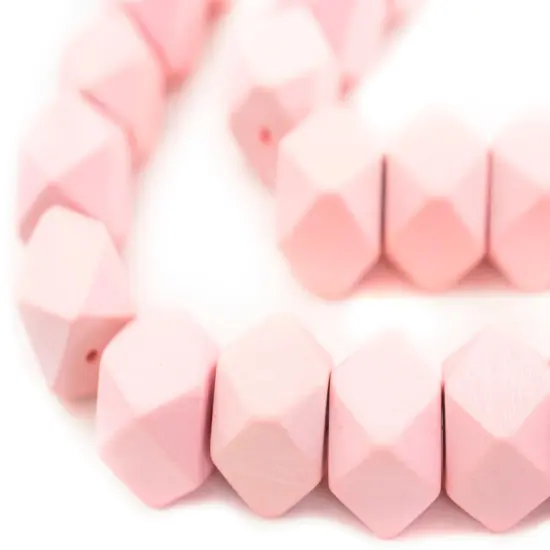 The Bead Chest Pink Cornerless Cube Wood Beads: 20mm Diamond Cut Natural Organic Beads for Jewelry Making {1}