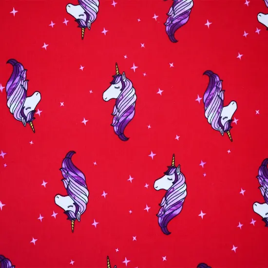 Red-Multi Unicorn Printed Poly Stretch Double Brushed Jersey Knit Fabric By the Yard {3}