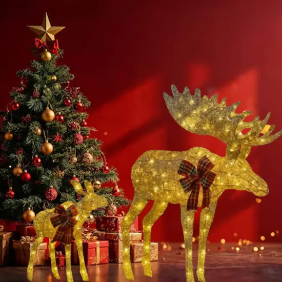 42 Inches and 22 Inches Champagne Thread Reindeer Pair for Wedding Decor {4}