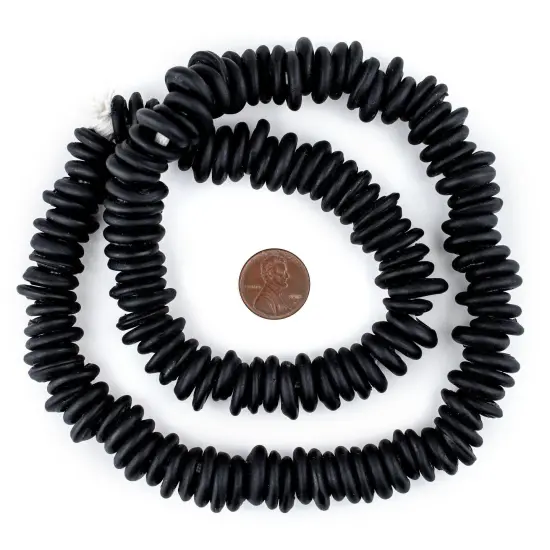 The Bead Chest Black Annular Wound Dogon Beads (14mm) {2}