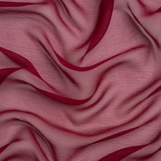 1 Yard Wine Crinkled Silk Chiffon 43" Wide, 100% Silk Premium Sheer Lightweight Fabric {1}