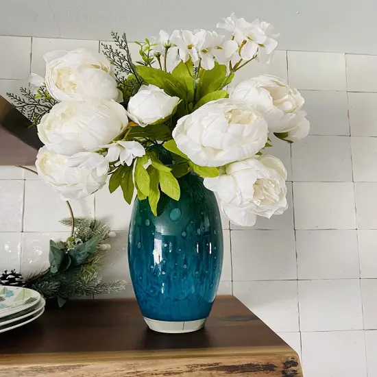 Silk Peony Bouquet White Artificial Peonies Fake Peony Flowers Wedding Table Centerpieces Home Office Decoration Floral Arrangements {4}