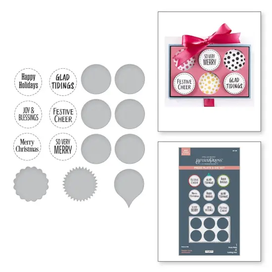 Spellbinders Press Plates & Die Set By Lisa Horton-Festive Circle Sentiments {6}