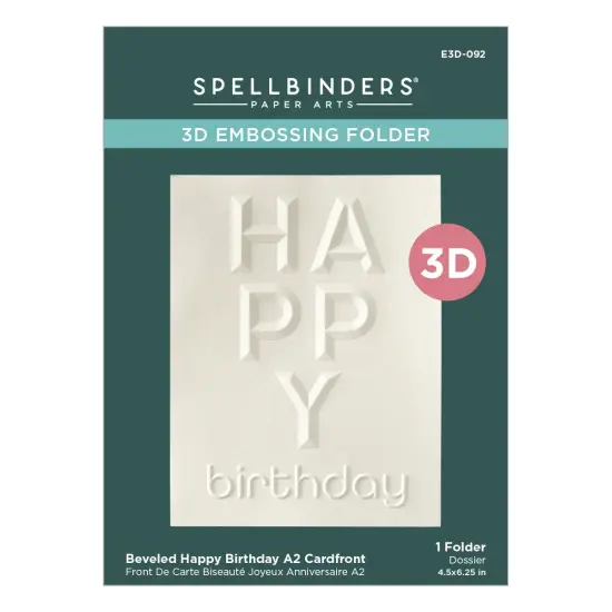 Spellbinders 3D Embossing Folder -Beveled Happy Birthday A2 Cardfront {1}