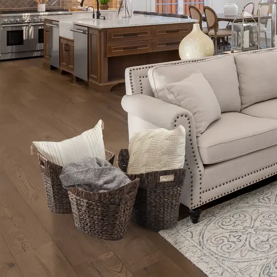 Casafield Set of 3 Stackable Oval Laundry Baskets with Handles, Woven Water Hyacinth Storage Totes for Throw Blankets, Bathroom, Bedroom, Living Room {2}