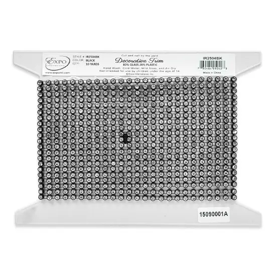 5 yards of Encased Rhinestone Trim | 5 yard cut Black {3}