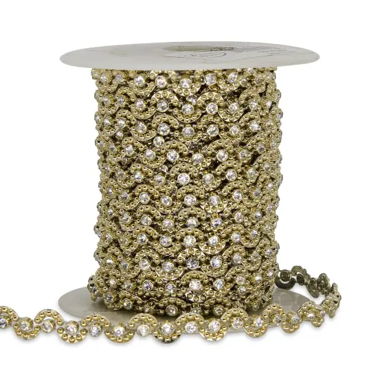 5 yards of Vee 1/2" Curve Rhinestone Trim | 5 yard cut Gold {3}