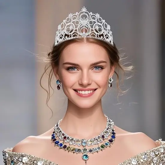 Crystal Crowns for Women, Crystal Bubble Tiara Bride Royal Queen Headband Princess Headpieces {3}