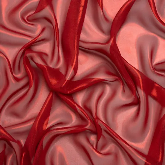 1 Yard Red on Red Liquid Sheen Metallic Polyester Chiffon Sheer Fabric 60" Width {2}
